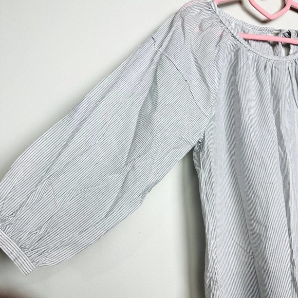 Everlane NWT Ruched Air Loose Fit 3/4 Sleeves Striped Blouse Multicolor Sz 00 - Picture 10 of 16